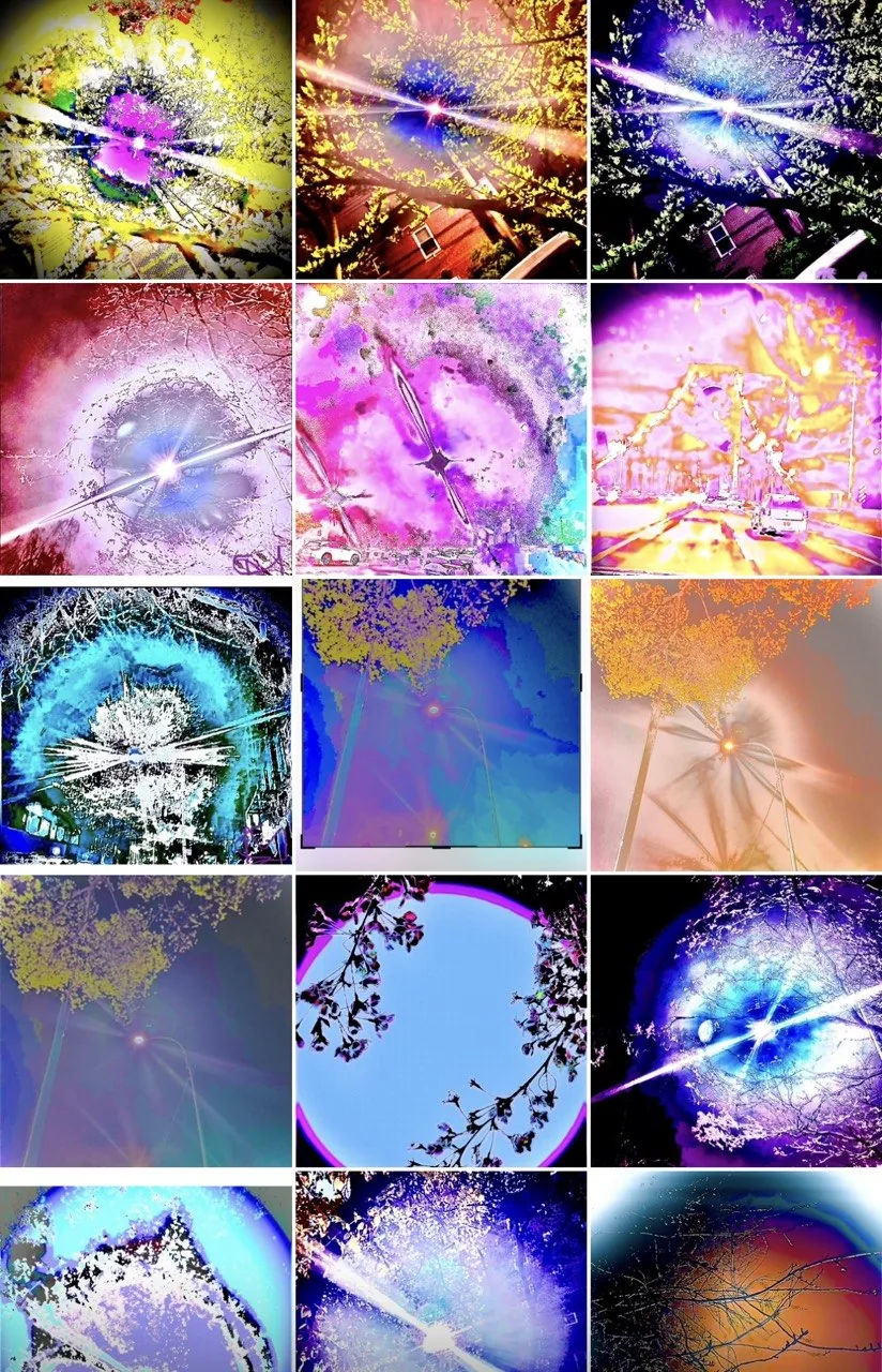 Портретное фото в вертикальном формате с неразборчивым текстом на фоне